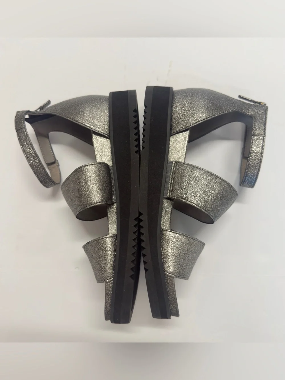Eileen Fisher Keno Metallic Silver Platform Sandal Size 7